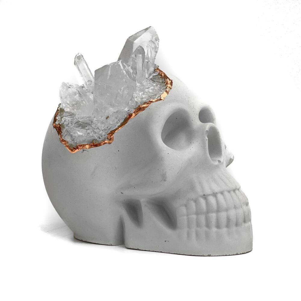 Big Clear Quartz Skull Head | Cluster Carved Crystals Lover